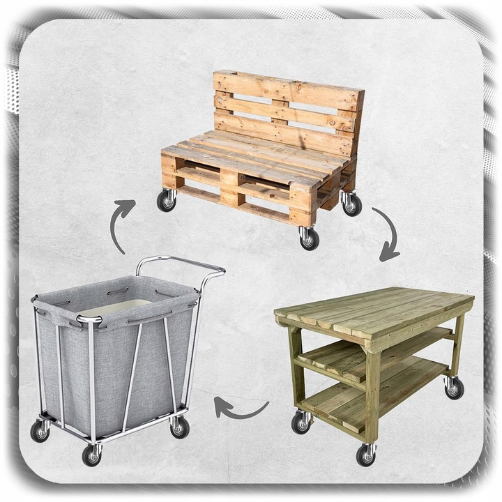 KÓŁKA OBROTOWE JEZDNE 125mm 400kg KOŁA METALOWO GUMOWE Z HAMULCEM DO