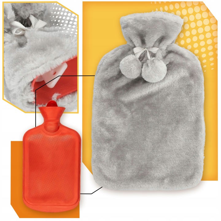 Duży termofor gumowy w pokrowcu ogrzewacz pluszowy w sweterku na wodę XXL