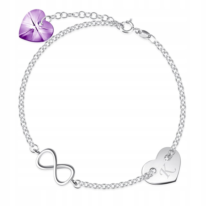 Bransoletka Srebrna 925 z Grawerem Celebrytka Damska Serca Nieskończoność