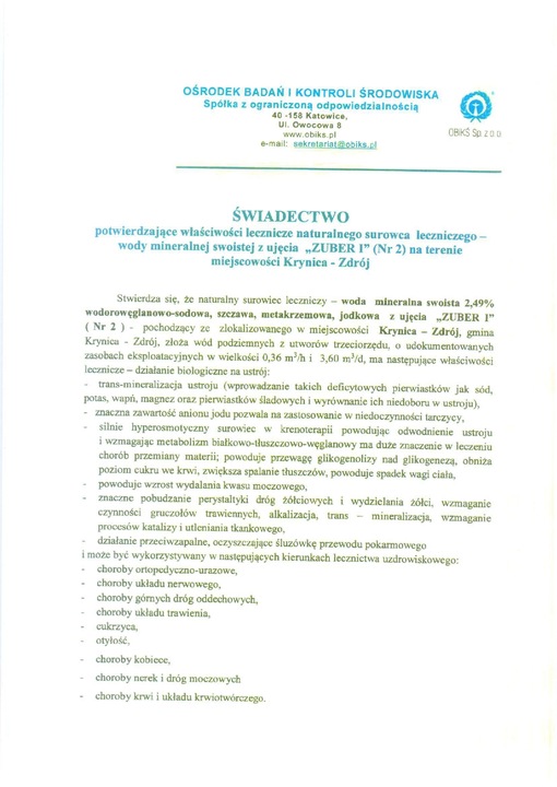 Zuber Naturalna woda lecznicza trawienie 0,5 l x 12 szt