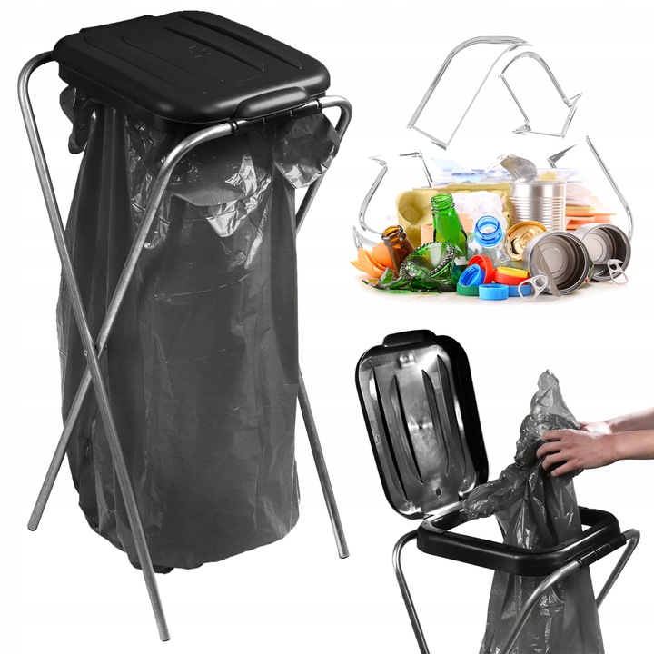 STOJAK KOSZ DO SEGREGACJI ŚMIECI 1 STANOWISKO WOREK 120L KOSZ NA ODPADY