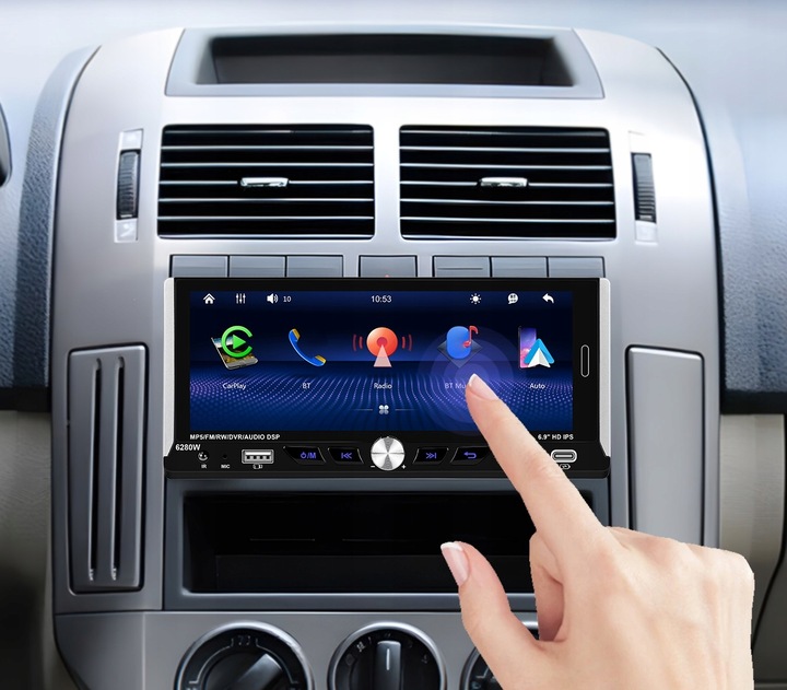 RADIO SAMOCHODOWE 1 DIN BEZPRZEWODOWY CARPLAY ANDROID AUTO MIRROR LINK
