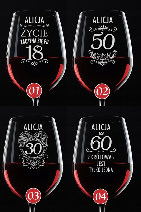 Kieliszek do Wina z grawerem prezent na 18 30 40 50 URODZINY 440 ml +