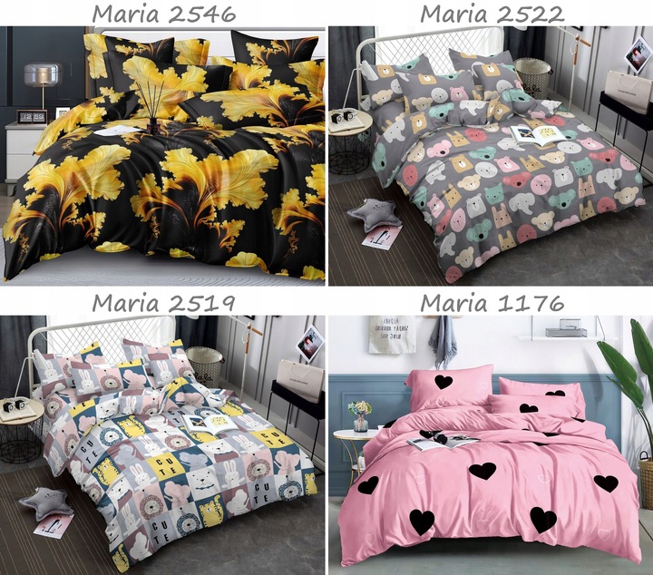 Pościel 160x200 + 2 poszewki KOMPLET POŚCIELI bawełnianej satyny WYBÓR