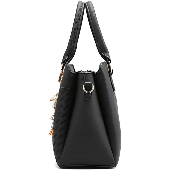 TOREBKA DAMSKA SKÓRZANA CZARNA ELEGANCKA TORBA SKÓRA EKOLOGICZNA MODNA