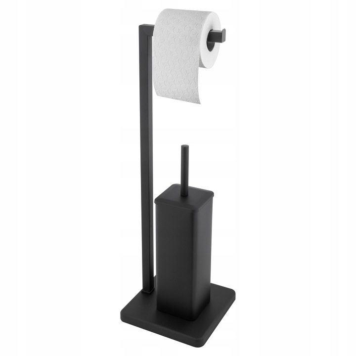 Stojak na Papier Toaletowy Szczotkę WC 2w1 Uchwyt Czarny Mat Łazienkowy