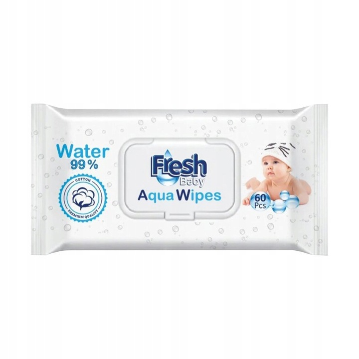 10x AQUA WIPES Nawilżane Chusteczki dla Dzieci Mokre 99% Pure Water 60 szt