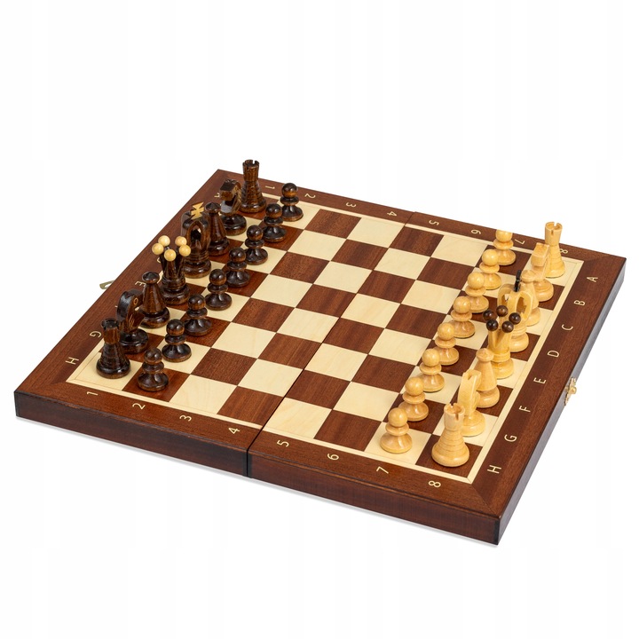 Szachy Drewniane wykonane z Mahoniu i Jawora + WARCABY GRATIS