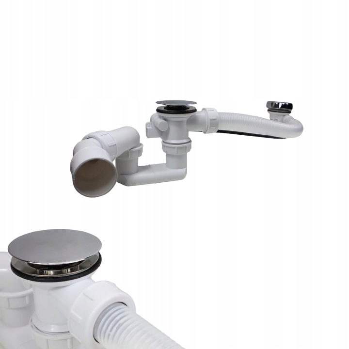 Automatyczny syfon wannowy na pokrętło CHROM czyszczony od góry obrotowy