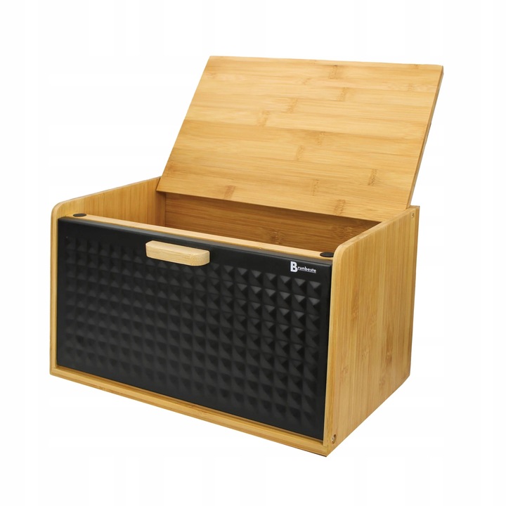 CHLEBAK POJEMNIK NA PIECZYWO BAMBUSOWY DUŻY 2w1 CZARNY DREWNO