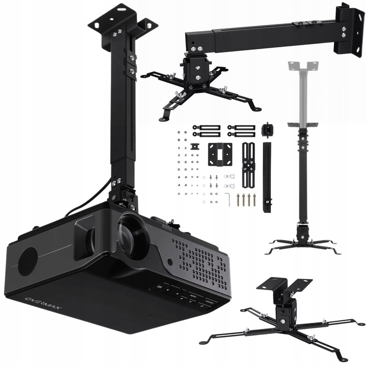 UCHWYT WIESZAK do projektora Sufitowy Ścienny CZARNY OVERMAX 2w1
