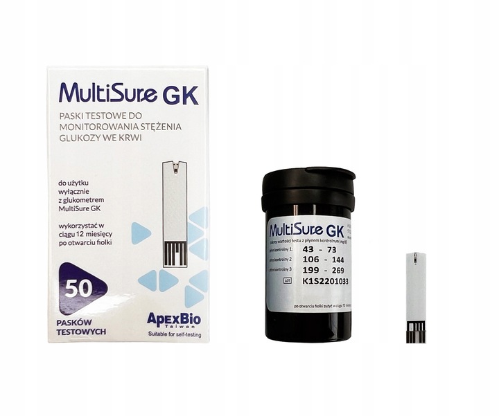 Ketometr Glukometr 2w1 Multisure GK pomiar glukozy ketonów + paski glukoza