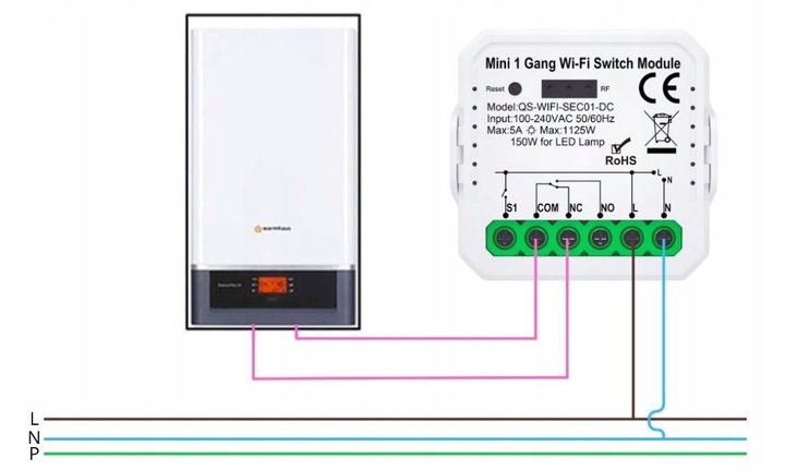Przekaźnik WiFi Sterownik beznapięciowy TUYA Smart