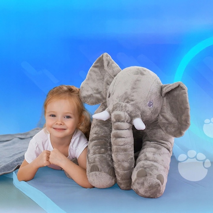 DUŻA PODUSZKA SŁOŃ MASKOTKA PRZYTULANKA PLUSZOWY MIŚ PREZENT DZIECKA JASIEK
