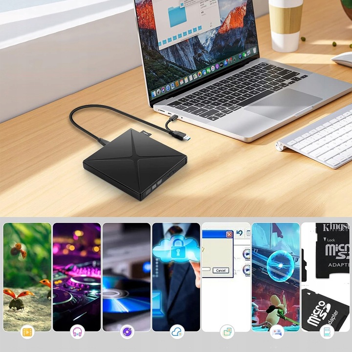 NAPĘD CD DVD +/-RW ZEWNĘTRZNY USB 3.0 NAGRYWARKA CD PRZENOŚNY ODTWARZACZ