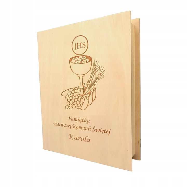 Pamiątka Komunii Świętej - Biblia Pismo Św Pudełko Imię Grawerowane GRATIS!