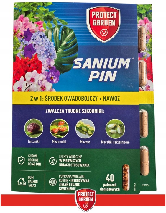 SANIUM PIN 2w1 Pałeczki Owadobójcze + Nawozowe na Ziemiórki MEGAPAKA