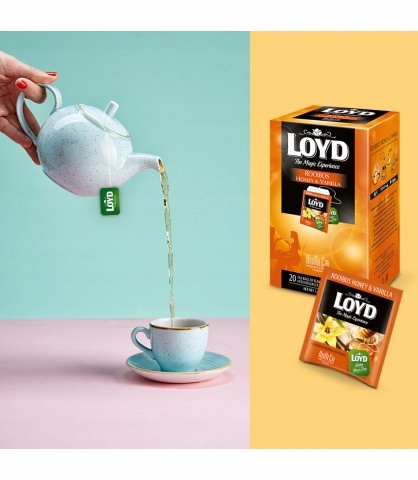 Herbata ziołowa w kopertach Loyd Rooibos miód i wanilia 20szt x10