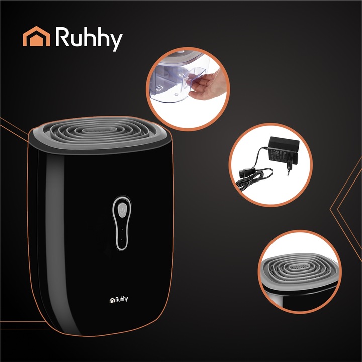 Osuszacz Powietrza RUHHY Cichy Pochłaniacz Wilgoci 64h 0,8l Wydajny