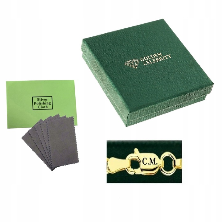 ZŁOTY ŁAŃCUSZEK MĘSKI ROMBO + KRZYŻYK 18K 50 CM PREZENT DLA NIEGO + GRATISY