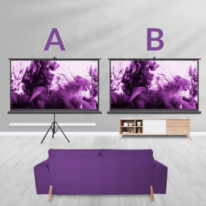 Ekran projekcyjny przenosny 84 cali 16:9 zwijany FULL HD 4K+GRATIS