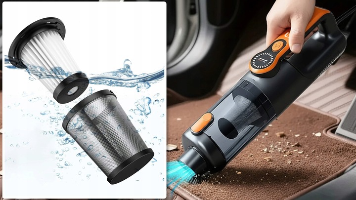 Odkurzacz samochodowy do auta ręczny cyklonowy bezprzewodowy USB 17