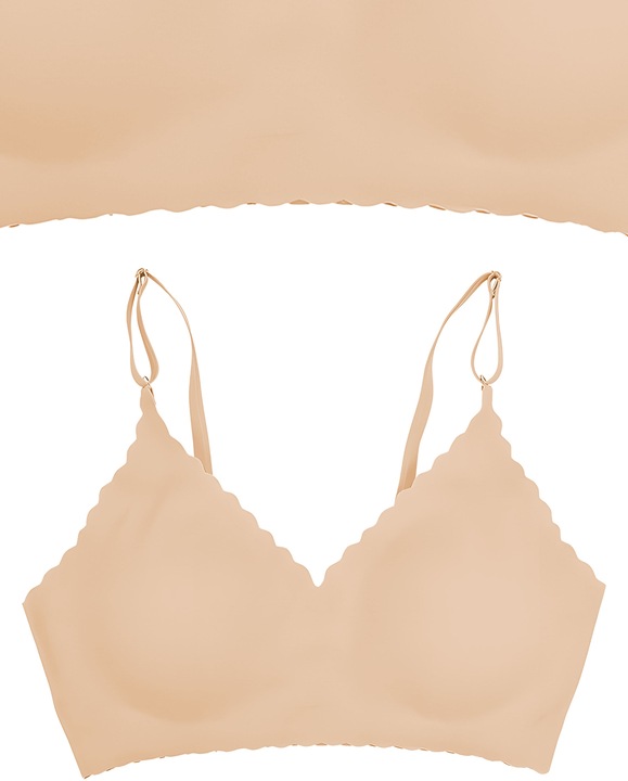 BIUSTONOSZ BEZSZWOWY Stanik Bez Zapięcia Haftek na Prezent Niewidoczny Beż