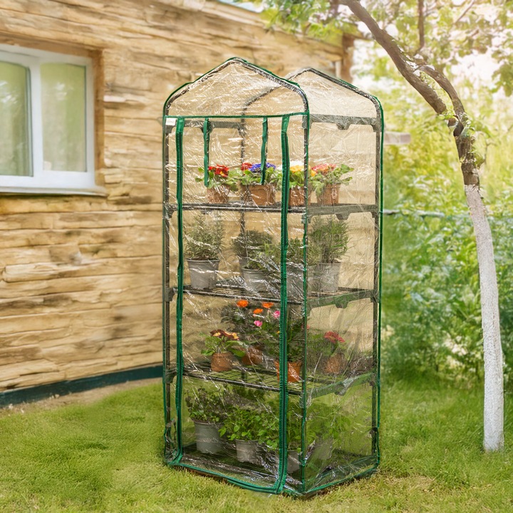 MINI SZKLARNIA 4 PÓŁKI OGRODOWA I BALKONOWA TUNEL - KALMIA I PRZEZROCZYSTA