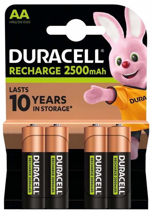 Duracell Akumulator AA pojemność 2500 mAh, 4 szt.