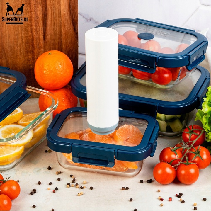 ZESTAW 4 sztuki pojemniki szklane lunchbox próżniowe do żywności +