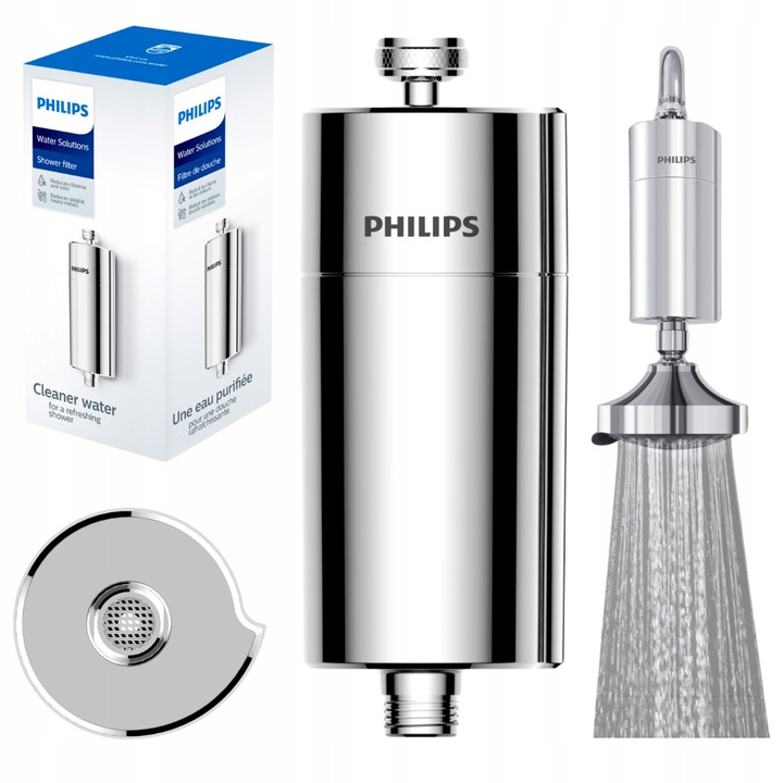 Filtr do wody prysznicowy PHILIPS AWP1775CH, kolor chrom, filtracja 50 000l