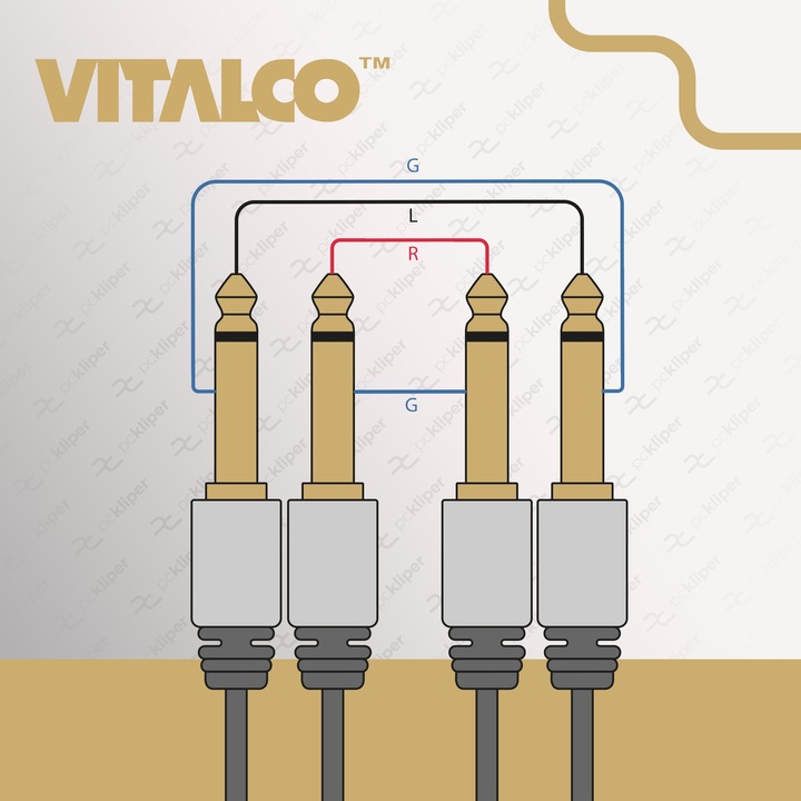 KABEL 2x JACK - 2x JACK 6,3 MONO 1,5m VITALCO MK48