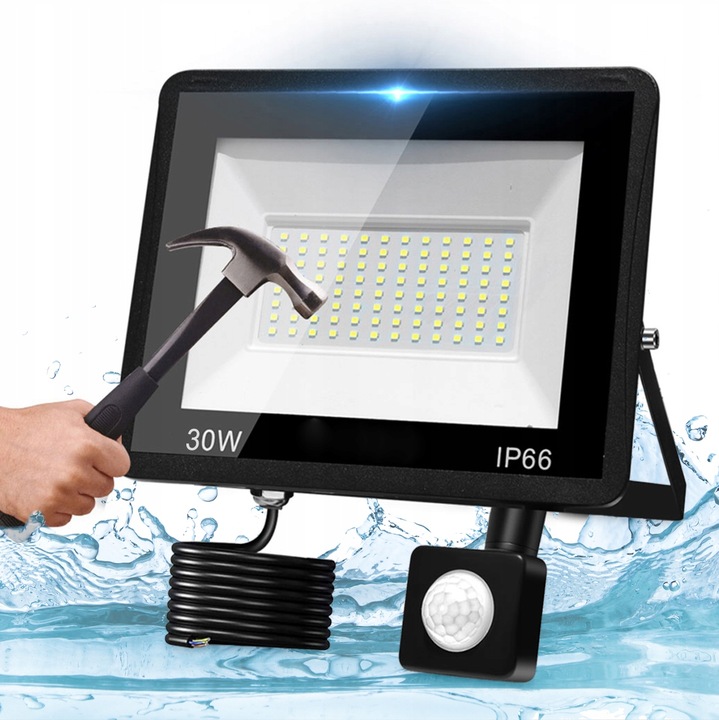 NAŚWIETLACZ LED 30W Z CZUJNIKIEM RUCHU HALOGEN REFLEKTOR LAMPA IP66