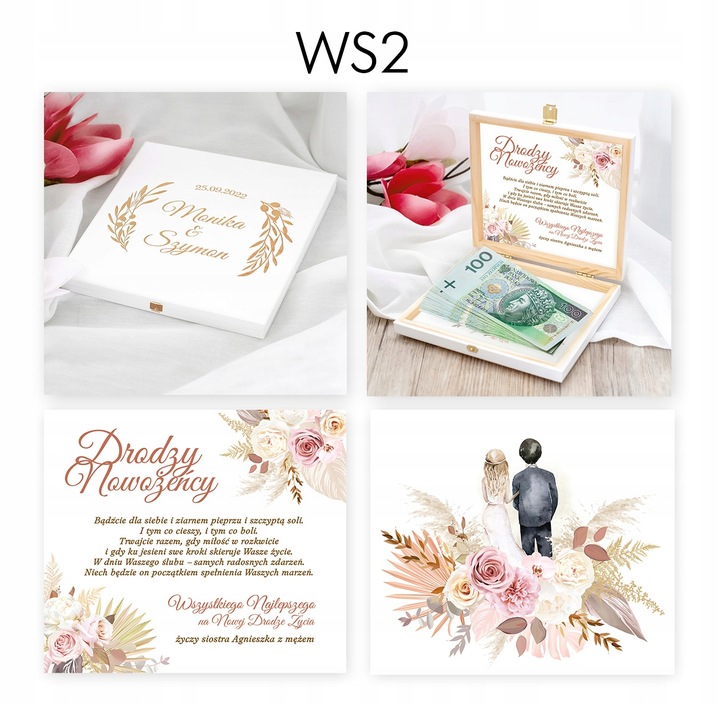 PREZENT ŚLUBNY PUDEŁKO NA PIENIĄDZE ŚLUB KARTKA ŚLUBNA DLA PARY MŁODEJ