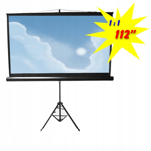 Duży EKRAN PROJEKCYJNY na statywie 200X200cm 112" HDREADY 4K