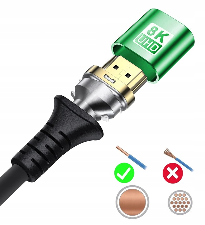 KABEL PRZYŁĄCZE HDMI - HDMI 2.1 8K 4K 144Hz 2m