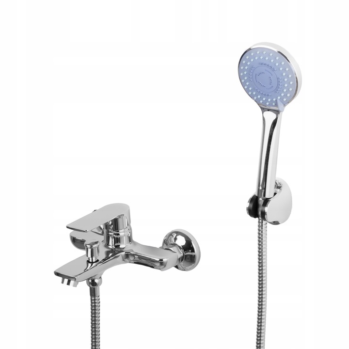 Bateria wannowa ścienna z prysznicem chrom srebrny kran do wanny YOKA