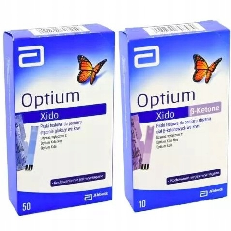 ZESTAW Paski Optium Xido do ciał KETONOWYCH (20) i GLUKOZY (20)