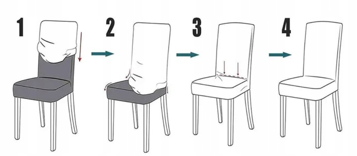 ZESTAW 6 SZT. POKROWCE POKROWIEC NA KRZESŁO JASNY SZARY WELUR ELASTYCZNY