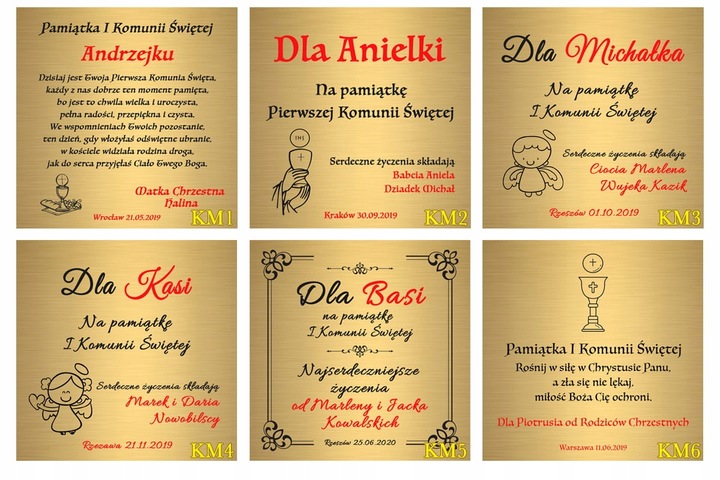 Pamiątka Pierwszej Komunii Świętej Pudełko z Grawerem Dedykacją Na Prezent