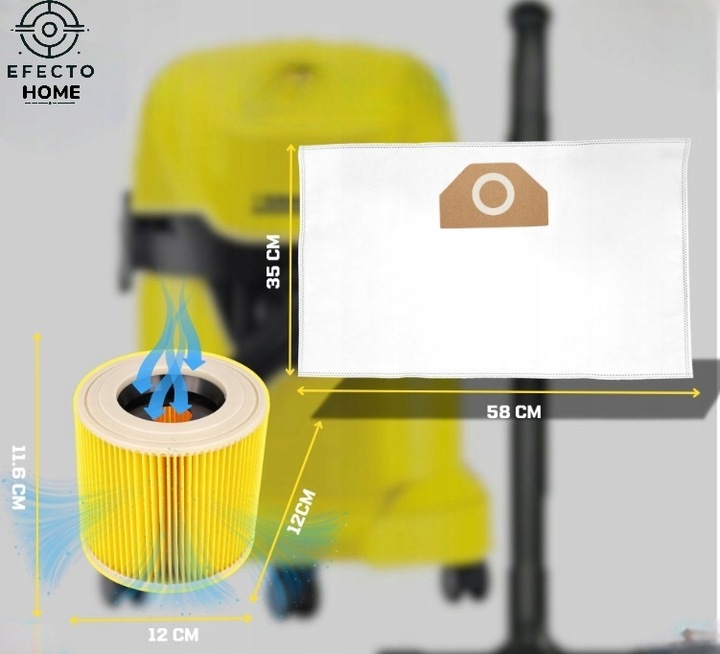 10x Worki do odkurzacza Karcher + Filtr Zamiennik | WD3 WD4 WD5 WD6