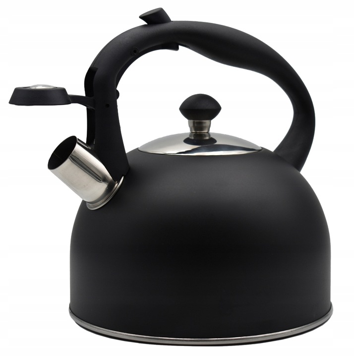 CZAJNIK INDUKCJA GAZ Z GWIZDKIEM TRADYCYJNY CZARNY MATOWY POJEMNY 2,5 L