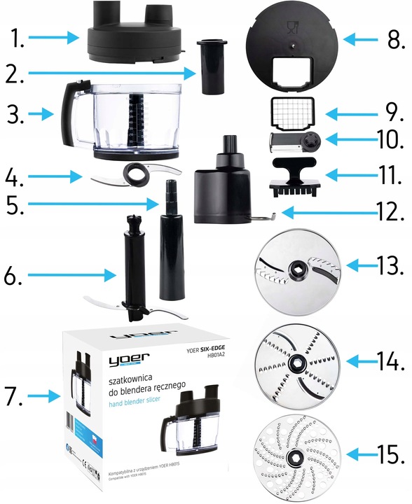 DUŻA 2,5L Szatkownica do Blender ręczny Yoer HB01S