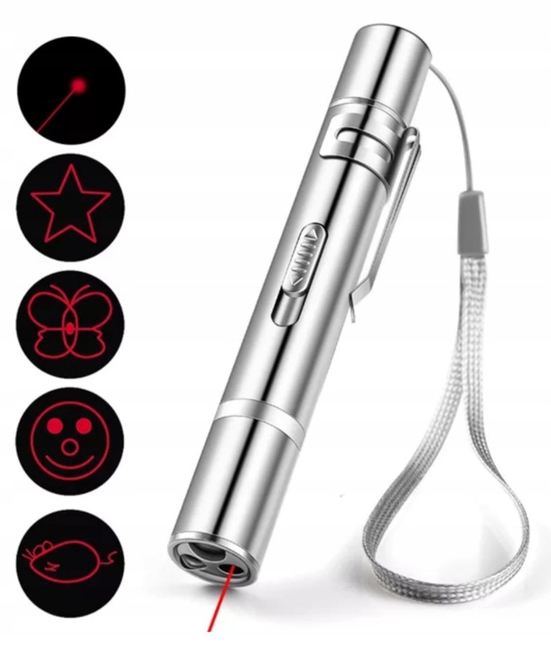 LASER dla kota WSKAŹNIK LASEROWY LATARKA USB 3w1