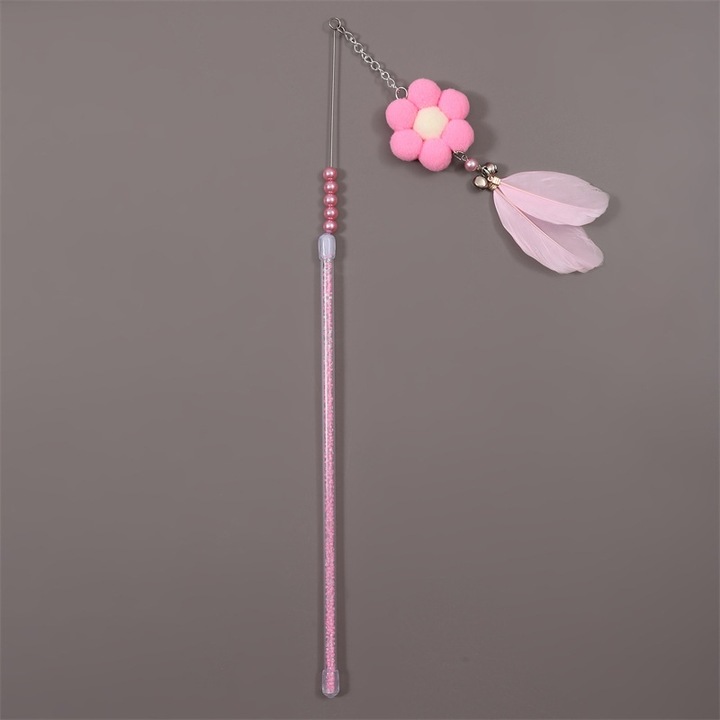 WĘDKA dla kota z dzwoneczkiem MASKOTKĄ 12 różowa