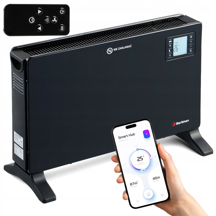 Grzejnik elektryczny konwektorowy TURBO 2000W termostat WiFi API pilot