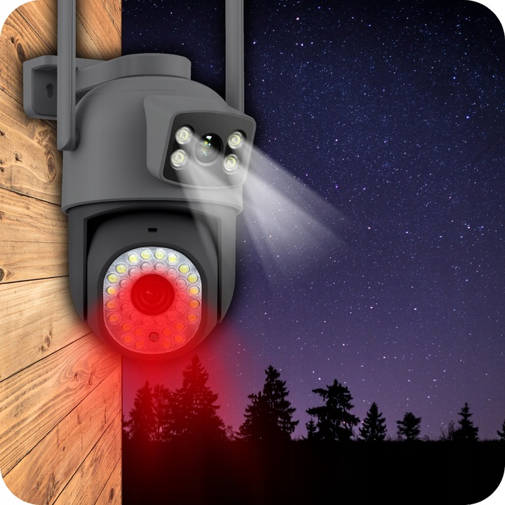 PODWÓJNA KAMERA WIFI IP SMART ZEWNĘTRZNA OBROTOWA 6MPX APLIKACJA ULTRA HD