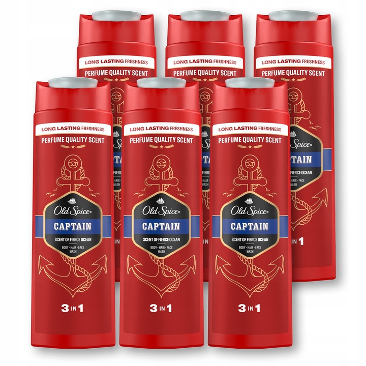 Old Spice Captain Żel męski pod prysznic i szampon 3w1, 6 x 400ml