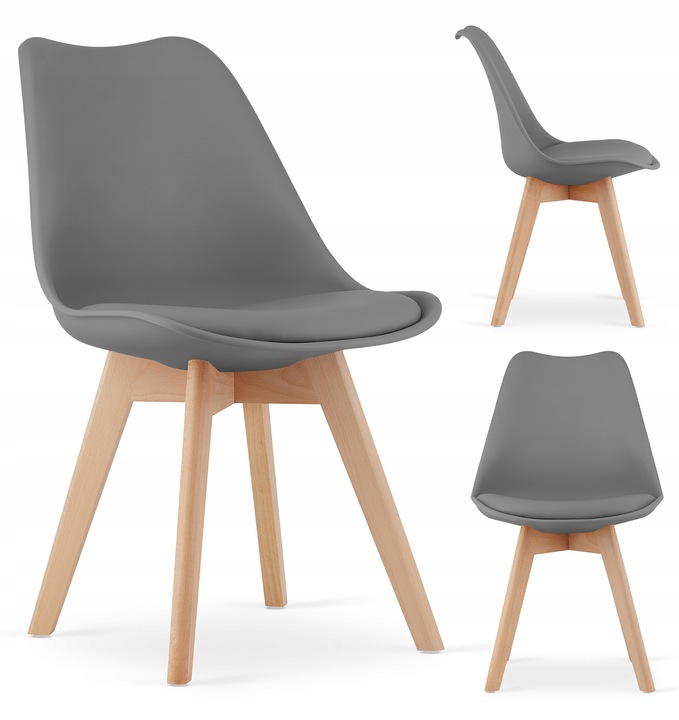 Krzesło Skandynawskie Tapicerowane do Salonu Jadalni Grafitowe ATTE