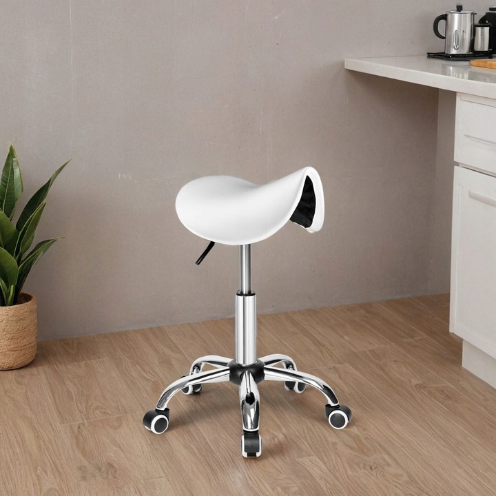 STOŁEK KOSMETYCZNY TABORET FRYZJERSKI NA KÓŁKACH REGULOWANY OBROTOWY